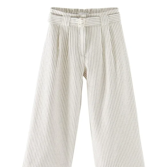 ZARA Striped Pants with Buckle - Picture 1 of 2